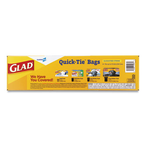 Image of Glad® Tall Kitchen Quick-Tie Bags, Tie-Flap, 13 gal, 23.75" x 28", White, 200/Box