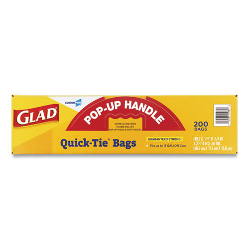 Image of Glad® Tall Kitchen Quick-Tie Bags, Tie-Flap, 13 gal, 23.75" x 28", White, 200/Box