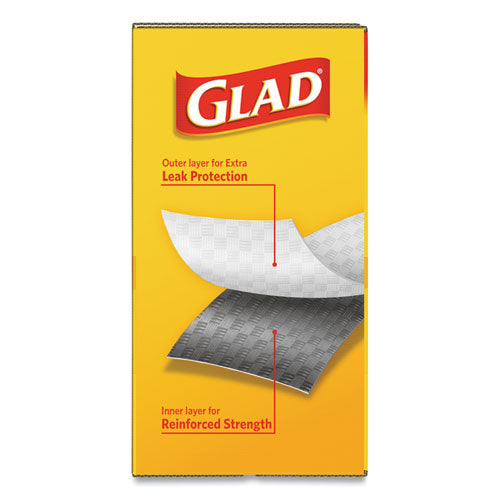 Image of Glad® Tall Kitchen Drawstring Trash Bags with LeakGuard, 13 gal, Unscented, 23.47" x 25.38", White, 120/Box