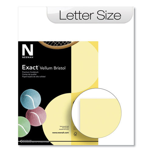 Image of Neenah Paper Exact Vellum Bristol Cover Stock, 67 lb Bristol Weight, 8.5 x 11, Yellow, 100/Pack