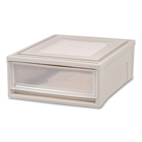Image of IRIS Stackable Storage Drawer, 5.5 Gal, 15.7" X 19.7" X 6.5", Gray/translucent Frost