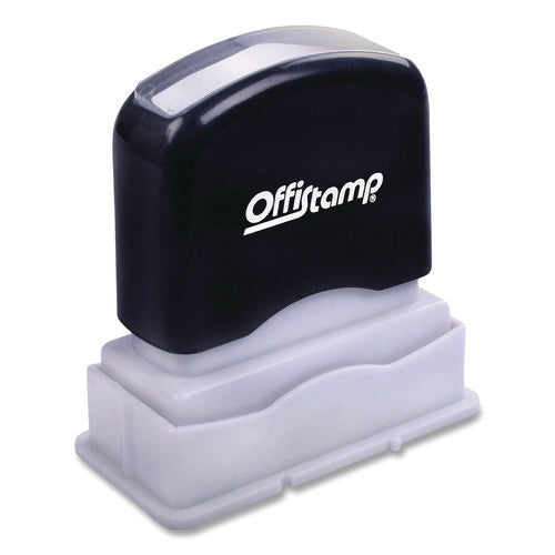 Image of Offistamp® Pre-Inked Message Stamp, Completed, 1.63" X 0.38", Blue Ink