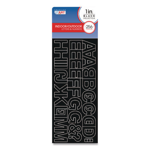 Image of Creative Start® Peel-and-Stick Letters, Numbers and Symbols, 1" Tall, Black Characters, White Background, 256 Pieces
