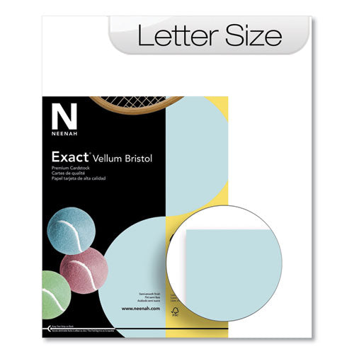 Image of Neenah Paper Exact Vellum Bristol Cover Stock, 67 lb Bristol Weight, 8.5 x 11, Blue, 250/Pack