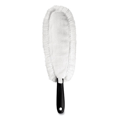 Image of OXO Good Grips Microfiber Duster, 4" X 12" Orange Duster Head, 6" Black Handle