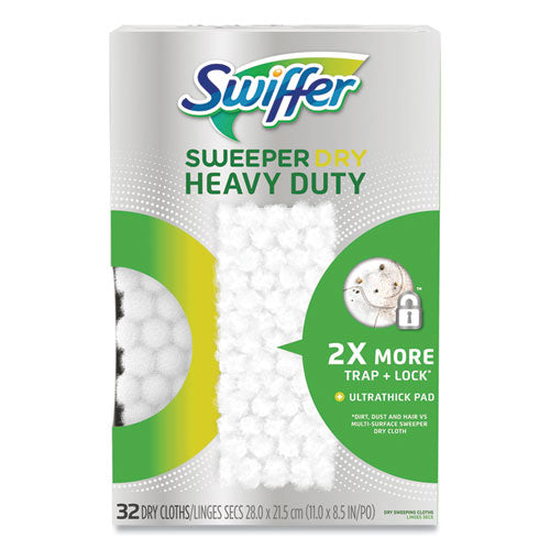 Image of Swiffer® Heavy-Duty Dry Refill Cloths, White, 11 x 8.5, 32/Pack