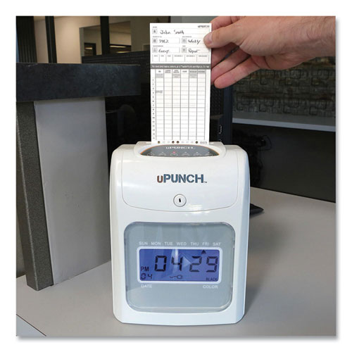 Image of uPunch Ub2000 Electronic Calculating Time Clock Bundle, Lcd Display, Gray