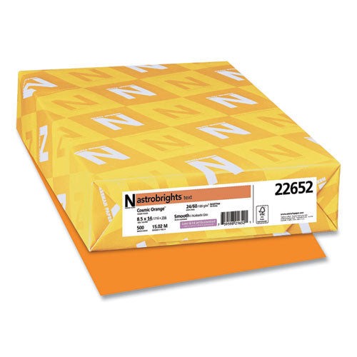 Image of Astrobrights® Color Paper, 24 lb Bond Weight, 8.5 x 14, Cosmic Orange, 500/Ream