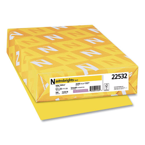 Image of Astrobrights® Color Paper, 24 lb Bond Weight, 8.5 x 14, Solar Yellow, 500/Ream