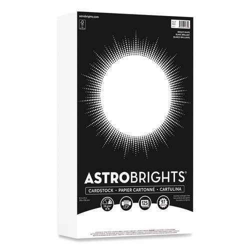 Image of Astrobrights® Color Cardstock, 65 lb Cover Weight, 8.5 x 14, Bright White, 125/Pack
