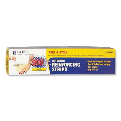 Image of C-Line® Self-Adhesive Reinforcing Strips, 1 x 10.75, Clear, 200/Box