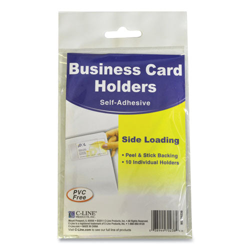 Image of C-Line® Self-Adhesive Business Card Holders, Side Load, 2 x 3.5, Clear, 10/Pack