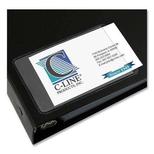 Image of C-Line® Self-Adhesive Business Card Holders, Side Load, 2 x 3.5, Clear, 10/Pack