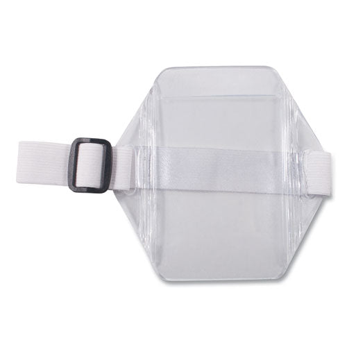 Image of Advantus Arm Band Badge Holders, Vertical, Transparent Frost 5" x 5" Holder, 2.75" x 4" Insert, 12/Pack
