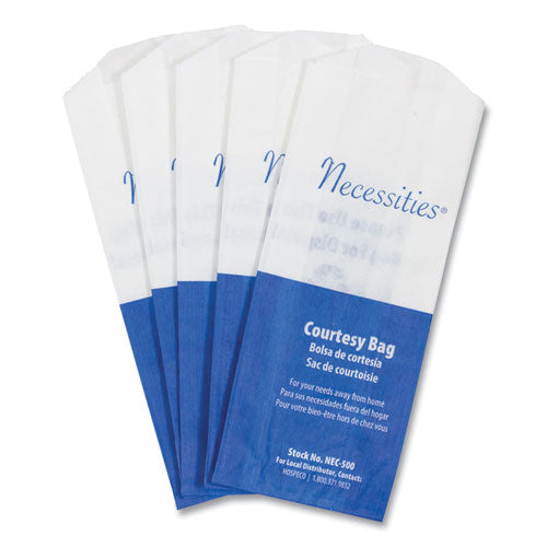 Image of HOSPECO® Feminine Hygiene Convenience Disposal Bag, 3" x 1.5" x 7.75", White, 500/Carton
