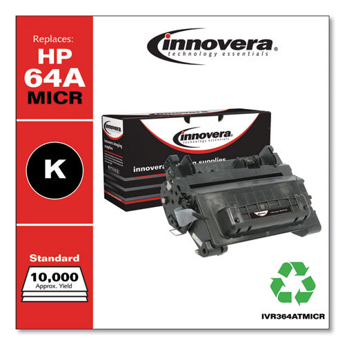Image of Innovera® Remanufactured Black MICR Toner, Replacement for 64AM (CC364AM), 10,000 Page-Yield