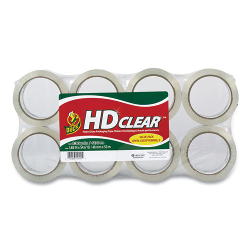 Image of Duck® Heavy-Duty Carton Packaging Tape, 3" Core, 1.88" X 55 Yds, Clear, 8/pack