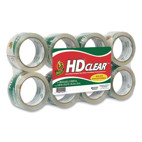 Image of Duck® Heavy-Duty Carton Packaging Tape, 3" Core, 1.88" X 55 Yds, Clear, 8/pack
