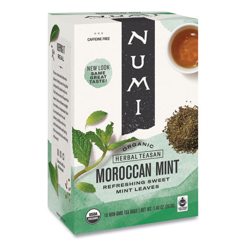 Image of Numi® Organic Teas And Teasans, 1.4 Oz, Moroccan Mint, 18/box