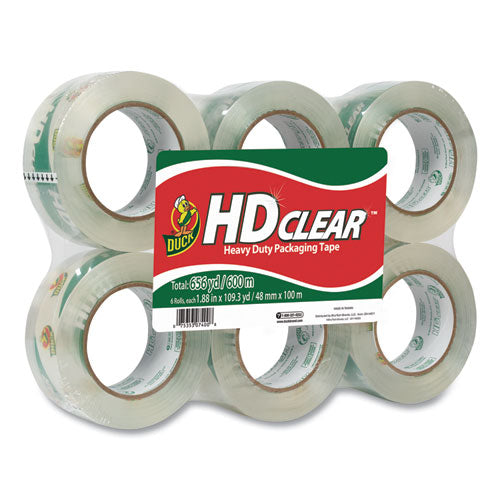 Image of Duck® Heavy-Duty Carton Packaging Tape, 3" Core, 1.88" X 109.3 Yds, Clear, 6/pack