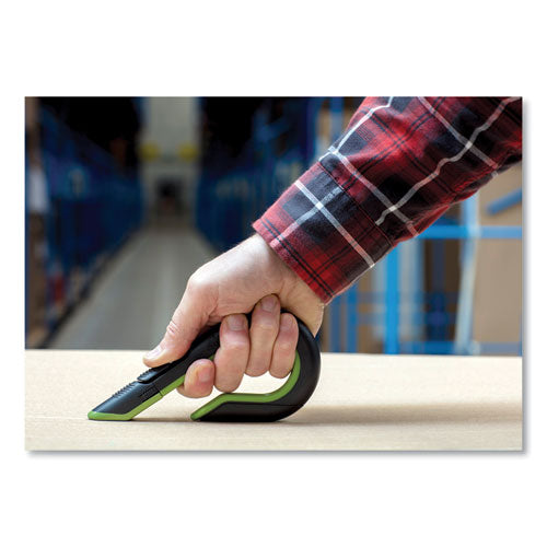 Image of slice® Box Cutters, Double Sided, Replaceable, 1.29" Stainless Steel Blade, 7" Nylon Handle, Gray/Green