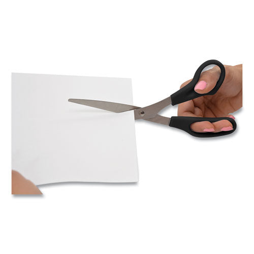 Image of Westcott® All Purpose Stainless Steel Scissors, 8" Long, 3.5" Cut Length, Offset Black Handle, 3/Pack