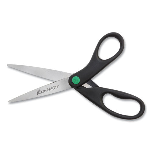 Image of Westcott® KleenEarth Scissors, 8" Long, 3.25" Cut Length, Straight Black Handle