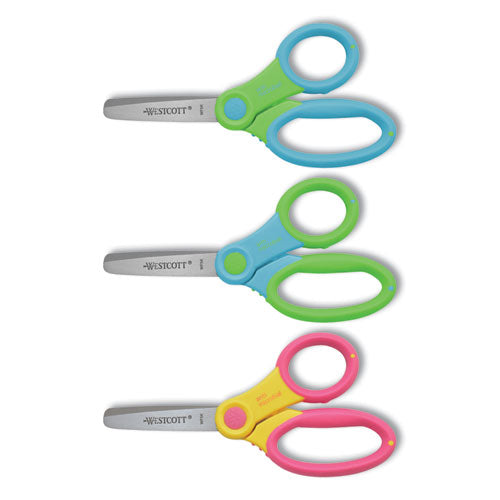 Image of Westcott® Ultra Soft Handle Scissors with Antimicrobial Protection, Round Tip, 5" Long, 2" Cut Length, Randomly Assorted Handle Color