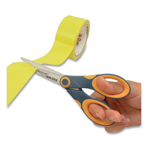 Image of Westcott® Non-Stick Titanium Bonded Scissors, 7" Long, 3" Cut Length, Straight Gray/Yellow Handle