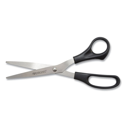 Image of Westcott® All Purpose Stainless Steel Scissors, 8" Long, 3.5" Cut Length, Offset Black Handle, 3/Pack
