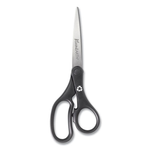 Image of Westcott® KleenEarth Basic Plastic Handle Scissors, 8" Long, 3.25" Cut Length, Straight Black Handle