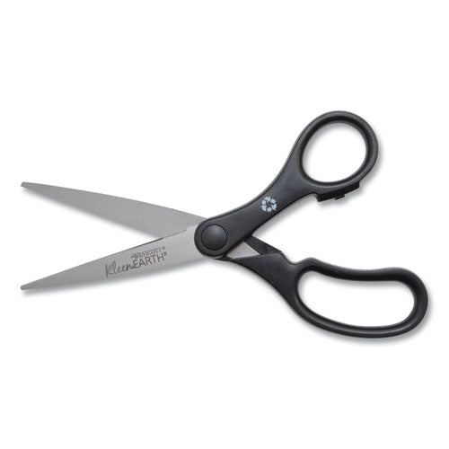 Image of Westcott® KleenEarth Basic Plastic Handle Scissors, 7" Long, 2.8" Cut Length, Straight Black Handle