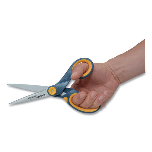 Image of Westcott® Non-Stick Titanium Bonded Scissors, 8" Long, 3.25" Cut Length, Straight Gray/Yellow Handle
