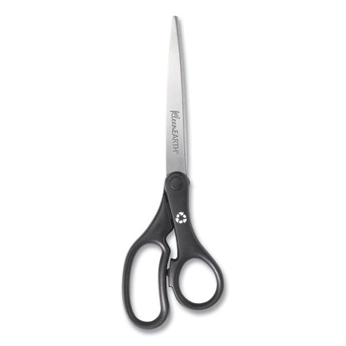 Image of Westcott® KleenEarth Basic Plastic Handle Scissors, 9" Long, 4.25" Cut Length, Straight Black Handle