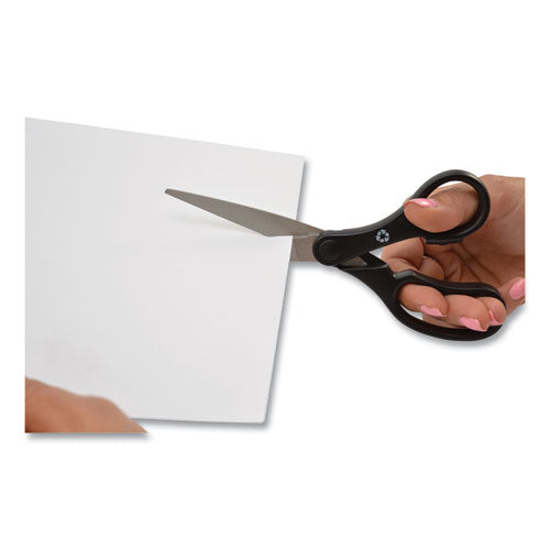 Image of Westcott® KleenEarth Basic Plastic Handle Scissors, 7" Long, 2.8" Cut Length, Straight Black Handle