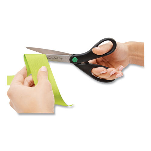 Image of Westcott® KleenEarth Scissors, 8" Long, 3.25" Cut Length, Straight Black Handle