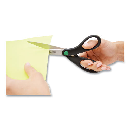 Image of Westcott® KleenEarth Scissors, 8" Long, 3.25" Cut Length, Straight Black Handle