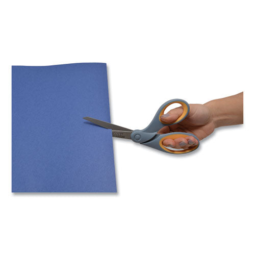 Image of Westcott® Titanium Bonded Scissors, 8" Long, 3.5" Cut Length, Crane-Style Gray/Yellow Handle
