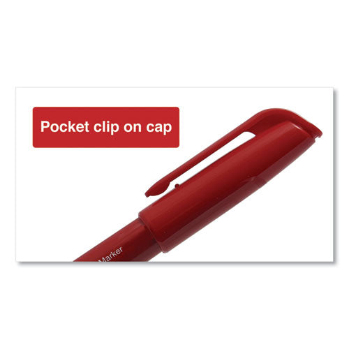 Image of Universal Pen-Style Permanent Marker, Fine Bullet Tip, Red, Dozen