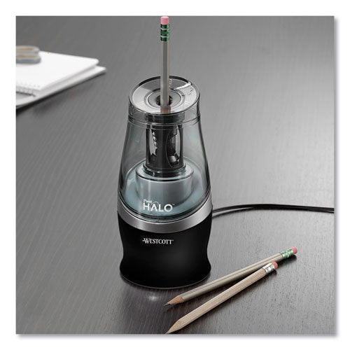 Image of Westcott® Halo Colored Pencil Non-Stick Electric Sharpener, Ac-Powered, 3.5 X 6.75, Black/silver