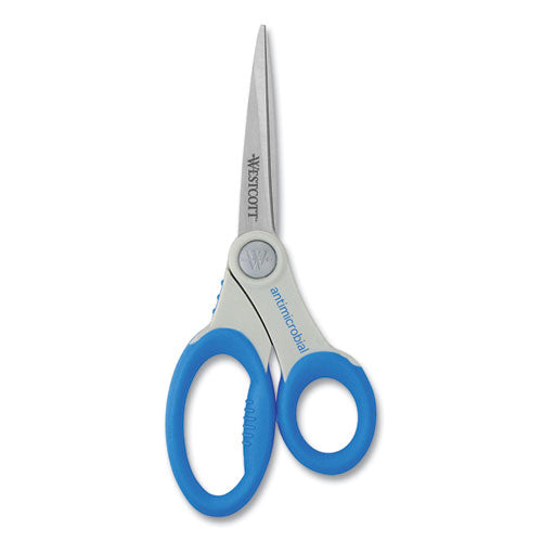 Image of Westcott® Scissors with Antimicrobial Protection, 8" Long, 3.5" Cut Length, Straight Blue Handle