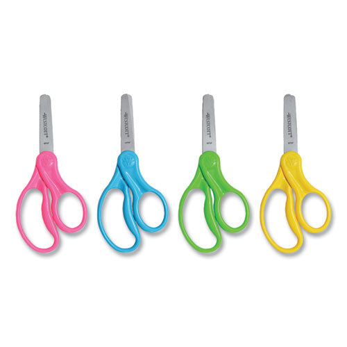 Image of Westcott® For Kids Scissors, Rounded Tip, 5" Long, 1.75" Cut Length, Straight Handle, Randomly Assorted Handle Color