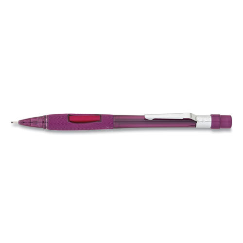 Image of Pentel® Quicker Clicker Mechanical Pencil, 0.9 mm, HB (#2), Black Lead, Transparent Burgundy Barrel