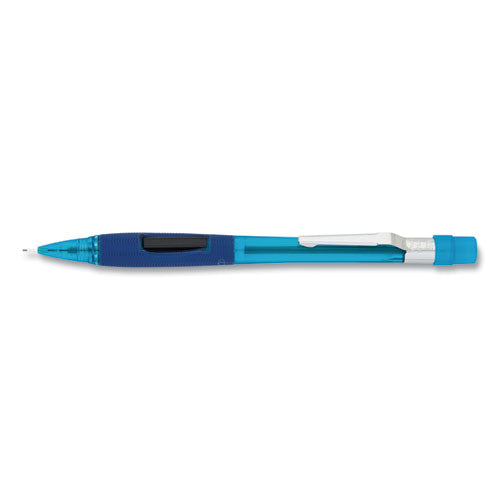 Image of Pentel® Quicker Clicker Mechanical Pencil, 0.5 mm, HB (#2), Black Lead, Transparent Blue Barrel