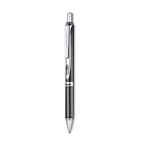 Image of Pentel® Energel Alloy Rt Gel Pen, Retractable, Medium 0.7 Mm, Black Ink, Black Barrel