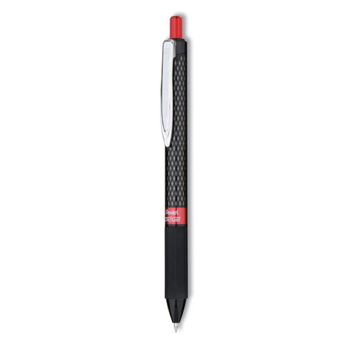 Image of Pentel® Oh! Gel Pen, Retractable, Medium 0.7 Mm, Red Ink, Black Barrel, Dozen