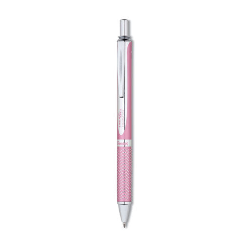 Image of Pentel® Energel Alloy Rt Gel Pen, Retractable, Medium 0.7 Mm, Black Ink, Pink Barrel