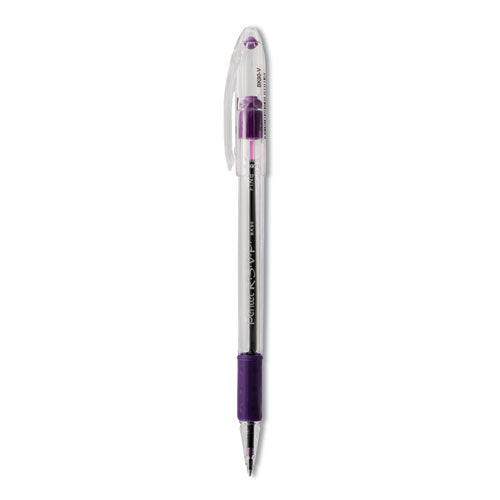 Image of Pentel® R.s.v.p. Ballpoint Pen, Stick, Fine 0.7 Mm, Violet Ink, Clear/violet Barrel, Dozen