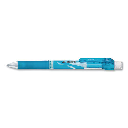 Image of Pentel® .e-Sharp Mechanical Pencil, 0.5 mm, HB (#2), Black Lead, Sky Blue Barrel, Dozen