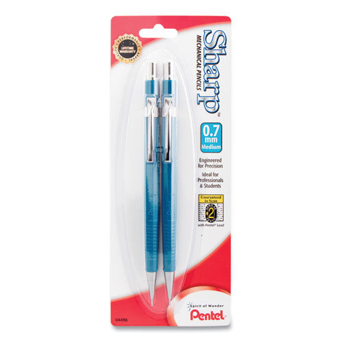 Image of Pentel® Sharp Mechanical Pencil, 0.7 mm, HB (#2), Black Lead, Blue Barrel, 2/Pack